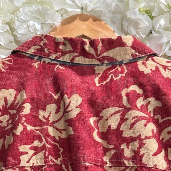 Coldwater Creek Women’s Red Floral Denim Jacket Button Front Country Chic Sz XL - Picture 7 of 9